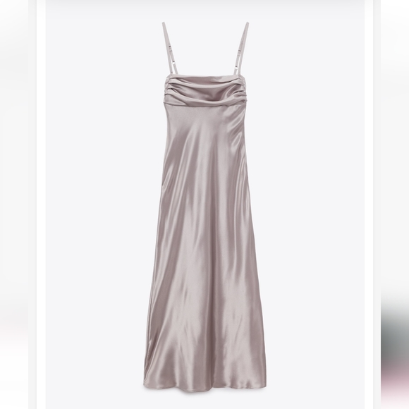 Zara *  Satin Cut Out Slip Midi Dress Size M - Picture 6 of 15